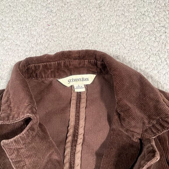 St Johns Bay Blazer Jacket Women's Corduroy Brown 3 Button Front Small - Picture 4 of 6
